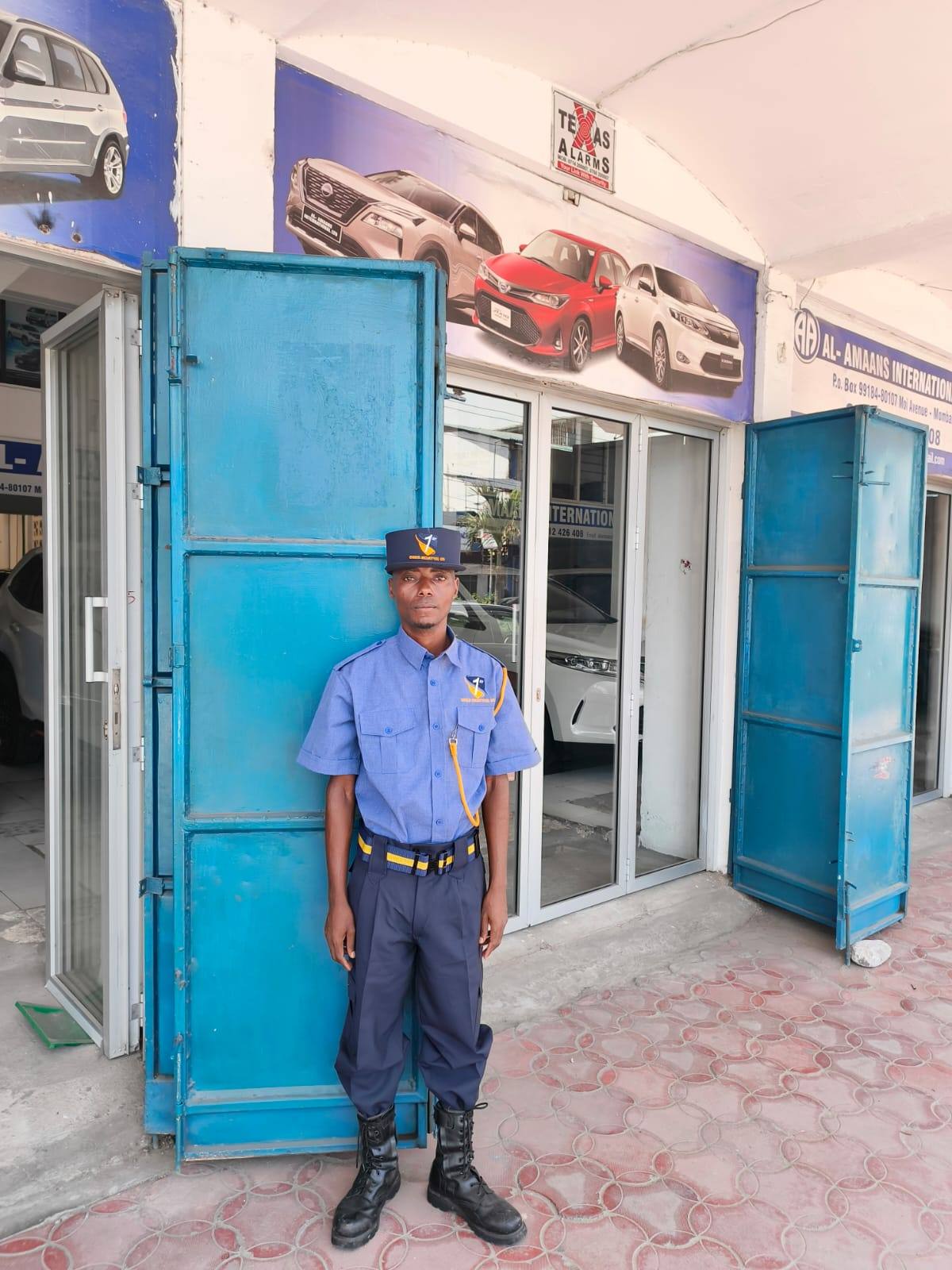 FCSS guard stationed at a shop entrance